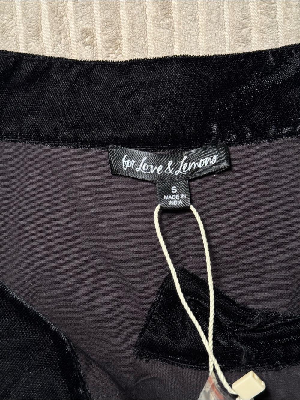 For Love and Lemons black Velvet-Trim Bow Front Sleeveless Top - Picture 5 of 5